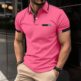 Summer New Men's Polo Shirt with High Quality Polo Collar Short Sleeve Casual Fake Pocket Business Fashion European Size Polo Sh