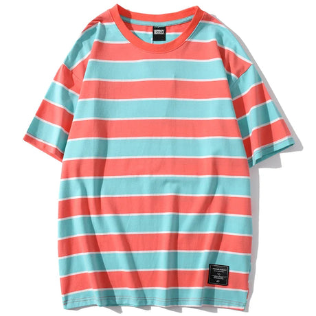 HISTREX 50 Colors Men Women Stripe T Shirt 100% Cotton T-shirt Summer Vintage Crewneck Y2K Oversize Tshirts Tops Tee Women 200g