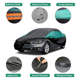 Universal Full Car Covers Outdoor Waterproof Sun Rain Snow UV Protection Black Green Splicing Color Cover Fit SUV/Sedan/Hatchbac