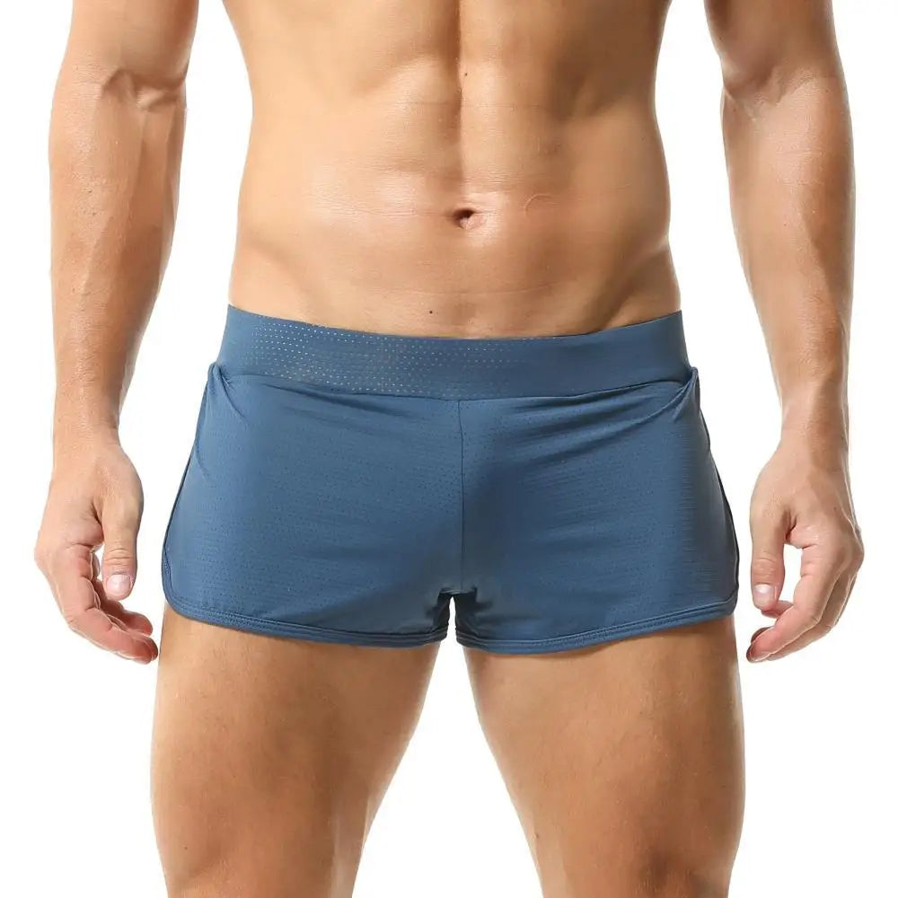 Men's Sports Shorts Mesh Breathable Pajamas Shorts Sexy Underwear Boxer Shorts Soft Loose Lounge Home Sleep Bottoms Briefs