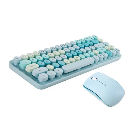 Colorful Wireless Keyboard and Mouse Ergonomic Small Size Typewriter Keyboard ＆ Mouse Combo for Windows 7/8/10 Laptop Desktop