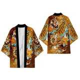 Black Kimono Cardigan Women Men Japanese Obi Male Yukata Men's Haori Chinese Dragon Print Coat Traditional Japan Clothing