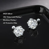 EWYA 0.5-2ct Moissanite Screw Stud Earrings D Color 925 Sterling Silver 6 Prong Diamond Earrings For Women Wedding Fine Jewelry