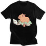 Funny Animals Capybara Cartoon Print T Shirt WomenMen Cotton Plus Size Tops T-shirt Y2k Unisex Fashion Harajuku Tees