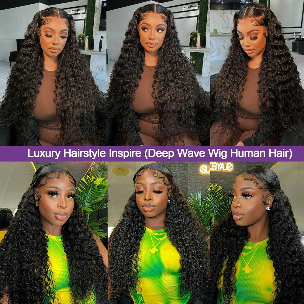 Transparent Remy Deep Wave Lace Front Wig 13x4 13x6 Water Wave Lace Frontal Wig 4X4 Closure Human Hair Wigs For Women Glueless