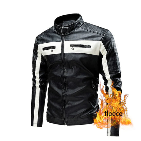 Men's Motorcycle Leather Jacket 2022 Brand New Casual Warm Fleece Biker Bomber PU Jacket Male Windproof Winter Vintage Overcoat