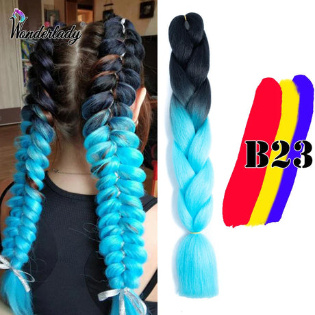 WonderLady 255 Color Long Colored Braiding Hair Jumbo Braids DIY Hairstyle Ombre Synthetic Hair Extensions For Women Braiding