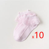 10 Pairs/lot Baby Girls Kids Lace Ruffle Socks Princess Mesh Children Ankle Short Breathable Cotton Socks For Girls