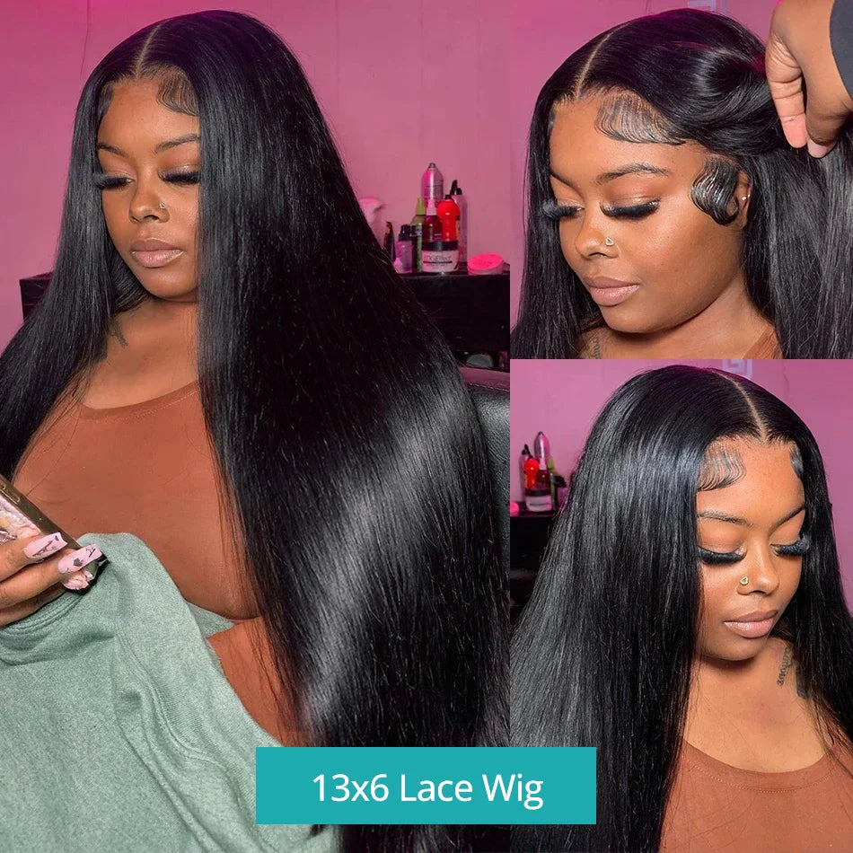 250 Density 30 40 Inches Bone Straight 13x4 Transparent Lace Front Human Hair Wigs Brazilian 13x6 Lace Frontal Wig For Woman