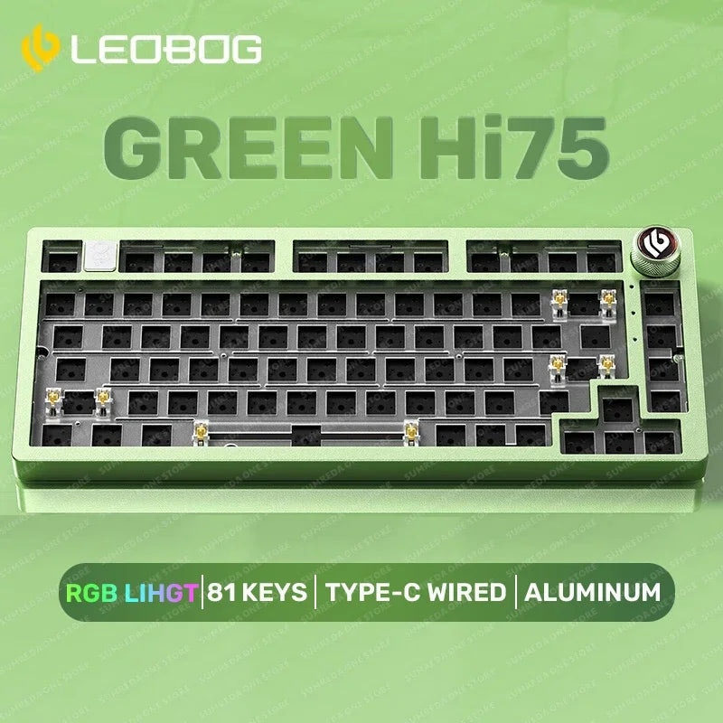 LEOBOG Hi75 Sugar65 Custom Mechanical Keyboard Aluminum Kits Hot Swap Wired Gaming Keyboard RGB Gamer Gasket Keyboard With Knob