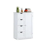 Open Cabinets Wooden 4 Drawer Bathroom Cabinet Storage Cupboard 2 Shelves Free Standing White Home Furniture Auxiliary Organizer