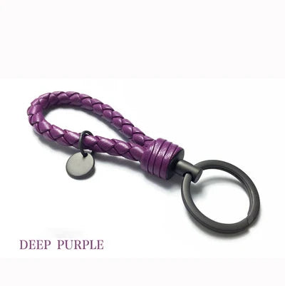 Handmade Braid Real Sheepskin Leather Woven Rope Keychain Wrist Rope Couple Key Chain Llavero Key Ring Key Holder Car Pendant