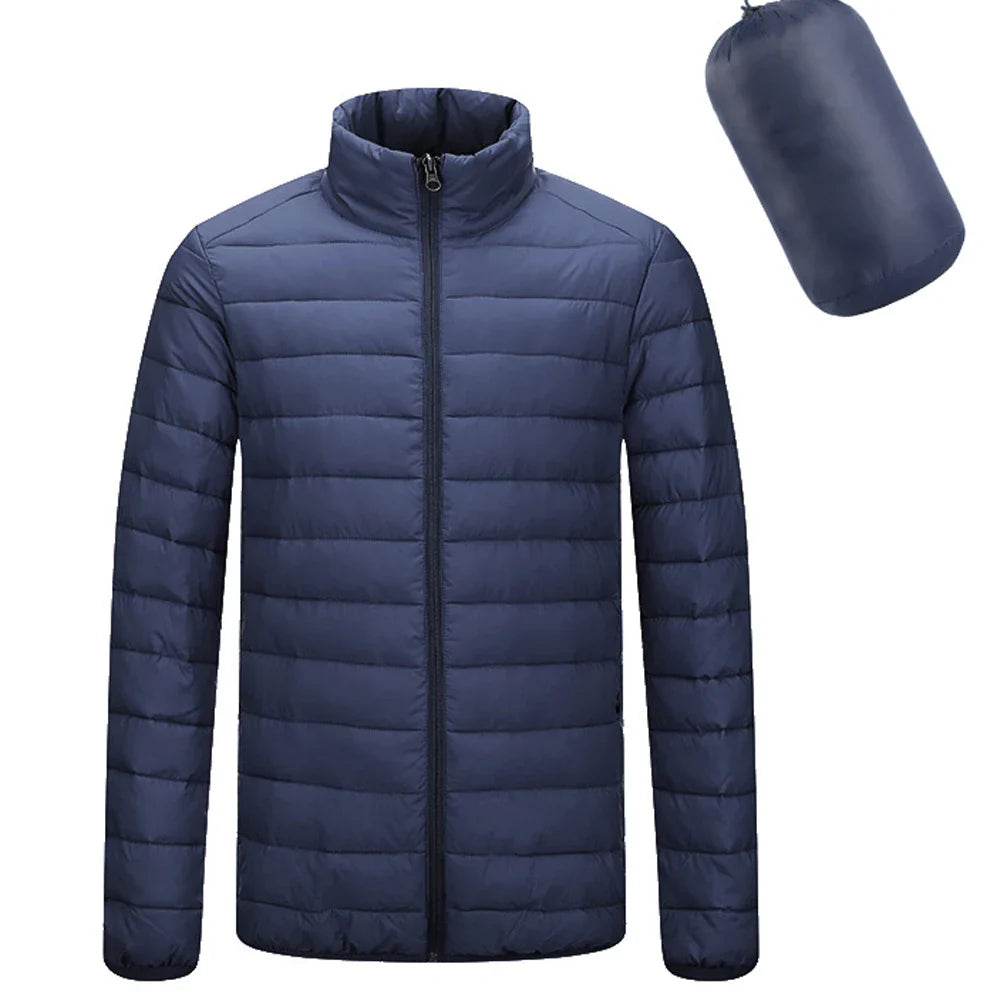 Lightweight Hooded Jacket Men Cotton Padded Winter Thermal Coats Warm Zip Pocket Parkas Fashion Casual Quilted Outwear Tops 2023