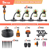 50-5M 13cm Stake Sprinkler Watering System Garden 60W Power Self-Priming Pump Automatic Irrigation Equipment 1/4”Hose Drip Kits