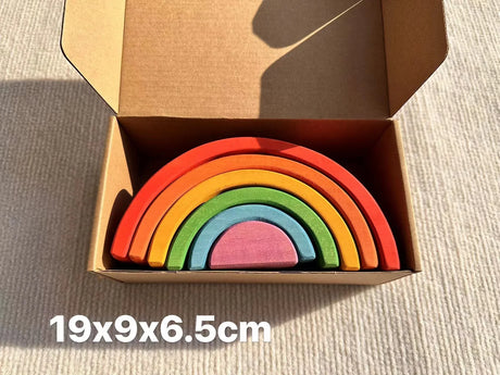 High Quality Wooden Toys Lime Wood Rainbow Arch Stacking Blocks Building Semi Color Sorting Peg Dolls Balls Slat for Kids Play