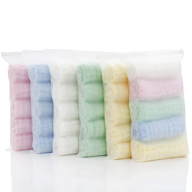 5pcs/lot Muslin 6 layers Cotton Soft Baby Towels Baby Face Towel  Handkerchief Bathing Feeding Face Washcloth Wipe burp cloths