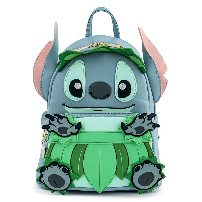 MINISO Disney Alice in Wonderland PU Leather Women Backpack Cartoon Ice Cream Stitch Baby Yoda Handbag Fantasy Figurines