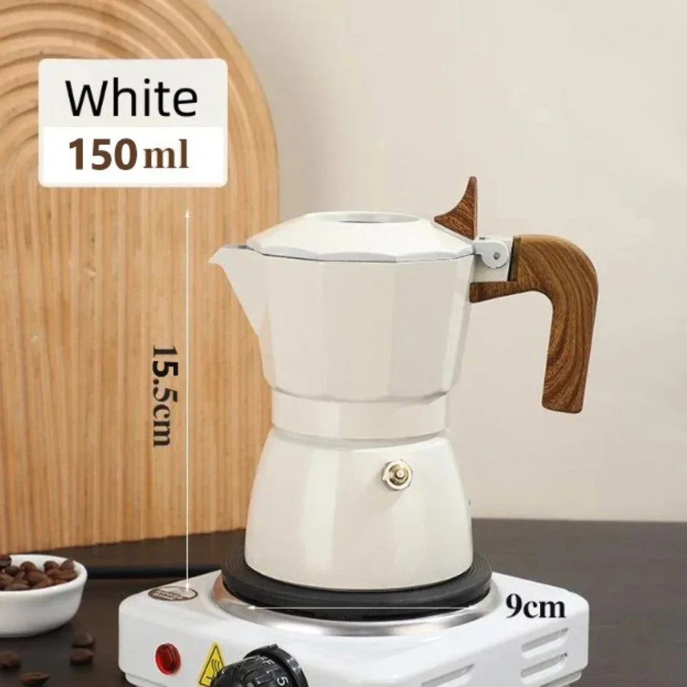 150ml Double Valve Coffee Pot for 3 Persons Espresso Extraction Moka Pot Outdoor Brewing High Temperature Coffeeware Teaware