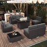 7/8 Pieces Outdoor Patio Furniture Set with  Fire Pit Table Rattan Sectional Sofa Conversation Sets Moden Set for Garden