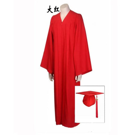 2023 New Woven Baccalaureate Gown American Style Adult University Graduation Academic Dress Solid Color Robe Hat Set