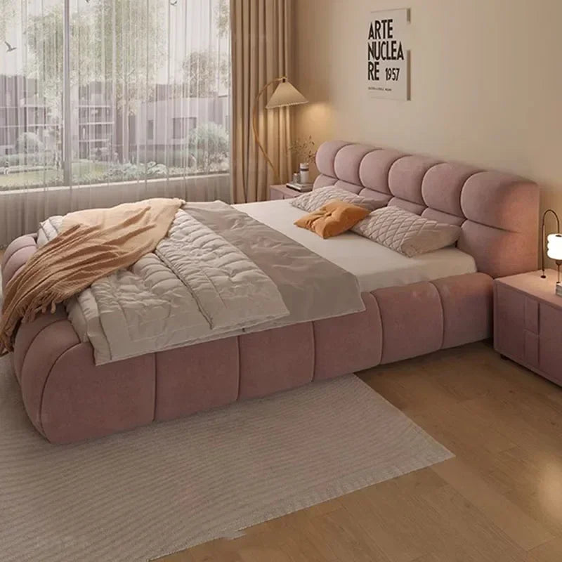 Modern Whitr Set Bed Soft Wood Small Large Design Modern Bed Headboard Double Bedroom Muebles Para Dormitorio Nordic Furniture