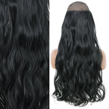 MERISIHAIR Synthetic No Clip Invisible Wire Hair Extensions Straight Black Blonde One Piece False Hairpiece Hair Extension