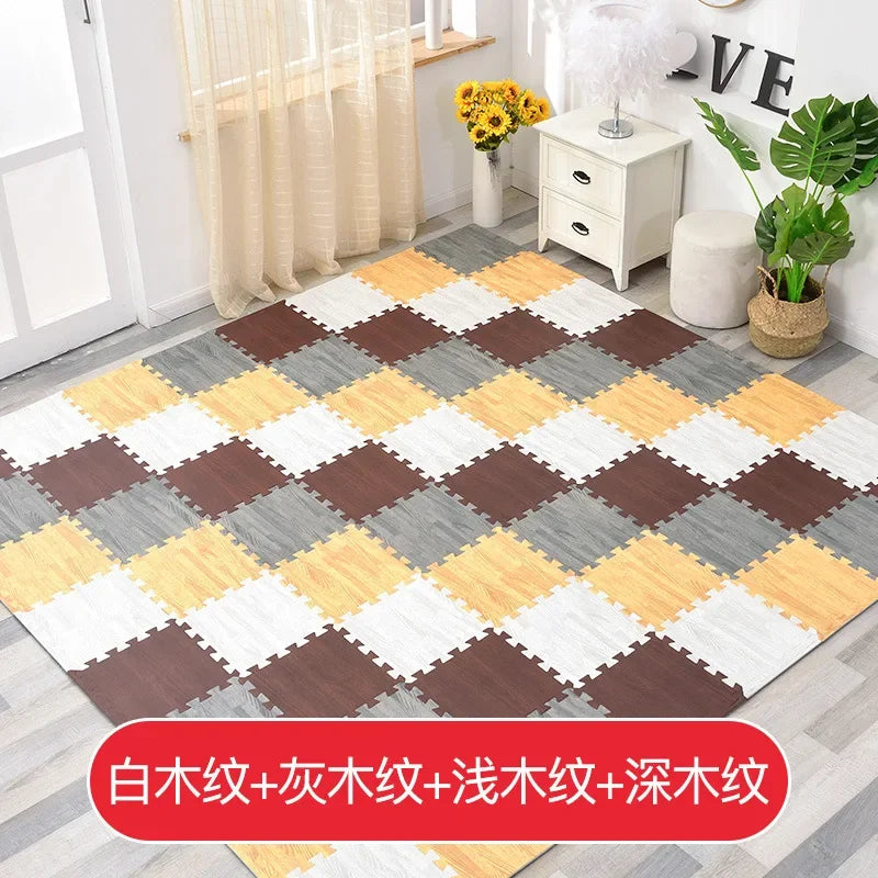 Wooden Interlocking Exercise Tiles Crawling Carpet And Rug for Kids Game Activity Soft Floor Baby EVA Foam Play Gym Puzzle Mats