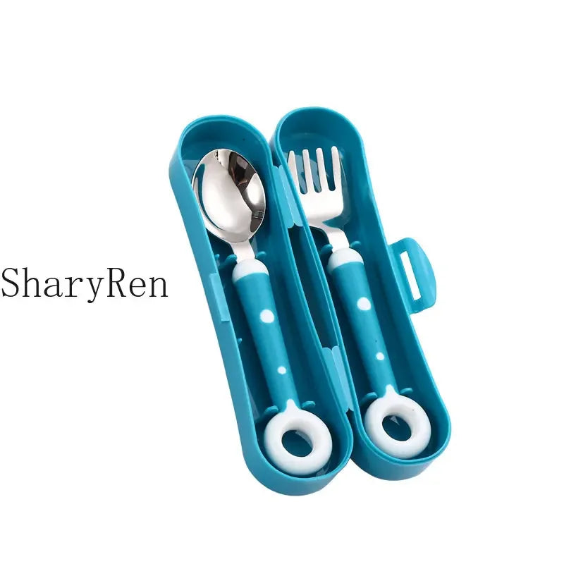 Baby Gadgets Lollipop Baby Spoon Fork Children Utensil Stainless Steel Toddler Dinnerware Cutlery Infant Feeding Tableware Set