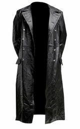 MEN'S GERMAN CLASSIC WW2 MILITARY UNIFORM OFFICER BLACK REAL LEATHER TRENCH COAT