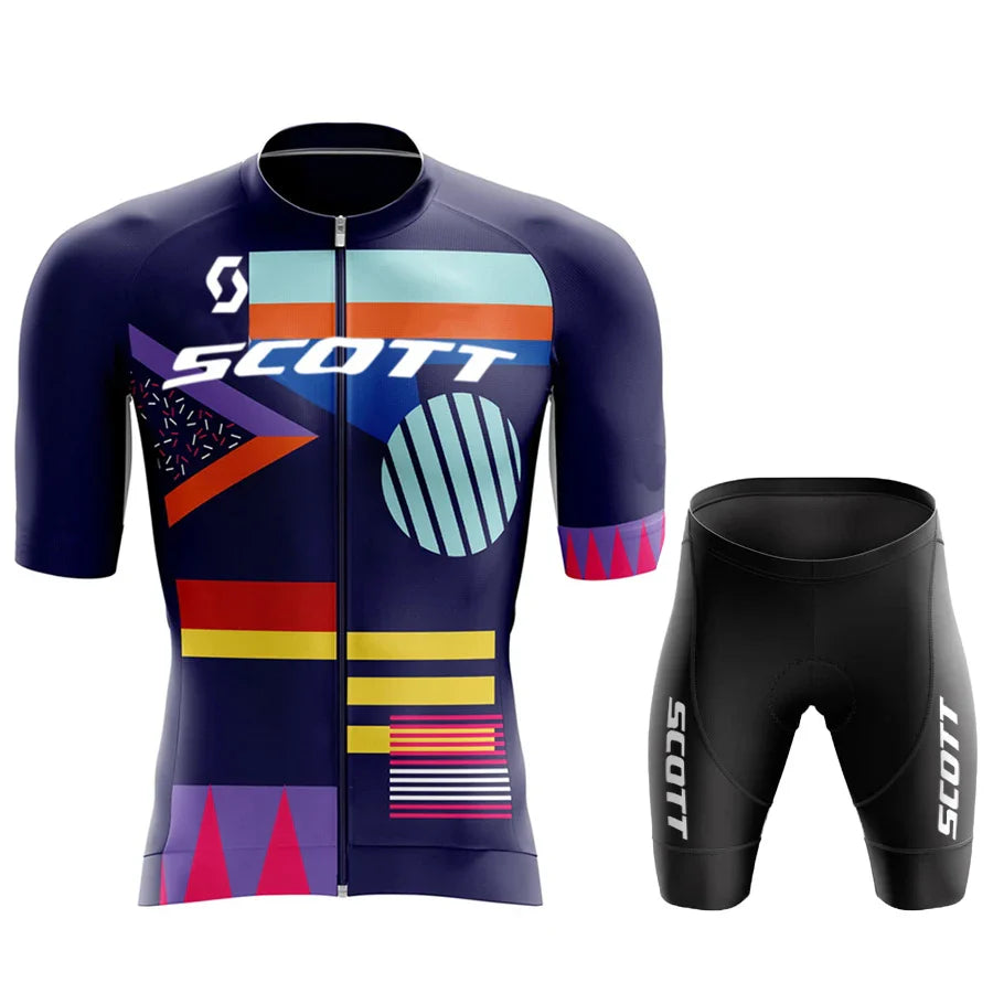 Men's Cycling Suit Jersey Mtb SCOTT Clothing Man Laser Cut Mens Sets Summer 2024 Complete Uniform Shorts Bib Short Jacket