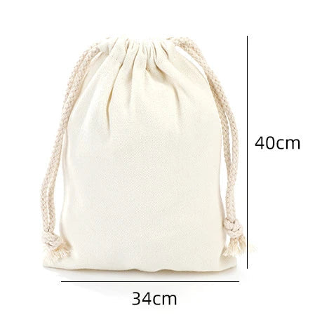 Canvas Bag Cotton Drawstring Drawstring Pocket Shopping Cotton Bag School Gym Travel Dustproof Handbag Blank girdle storage bag