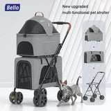 Bello Stroller 3 in 1 Stroller Double Decker Trolley Folding Stroller Bag Cat Bag Carrier for Cat Outdoor Travelling  Puppy T