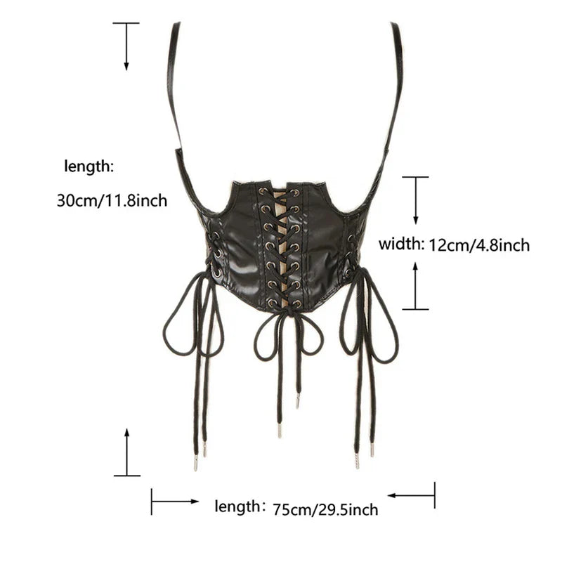 Punk Wide Waist Belt PU Leather Corset for Women Body Shaper Belts Female Lace-up Corset Belt Dress Girdle Clothing Accessories