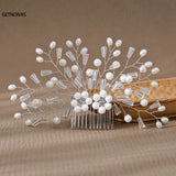 Wedding Pearl Flower Hair Combs Hair Accessories Hair Clips Hairpin Crystal Bride Headdress for Women Barrettes Hair Jewelry