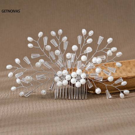 Wedding Pearl Flower Hair Combs Hair Accessories Hair Clips Hairpin Crystal Bride Headdress for Women Barrettes Hair Jewelry