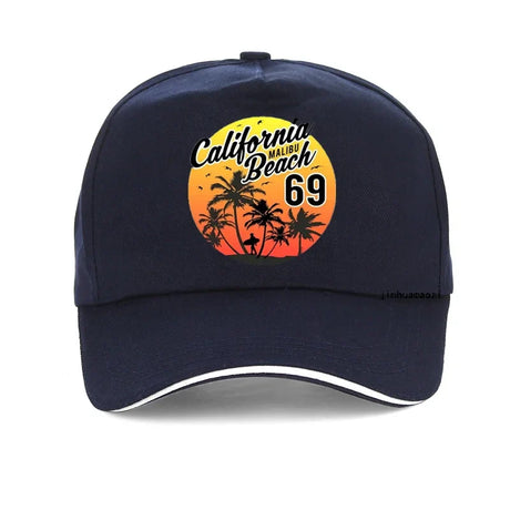 Vintage California Malibu Beach Sunhat Fashion Beach Cartoon Print Baseball Cap Men Women Summer Trucker Hat Snapback Gorras