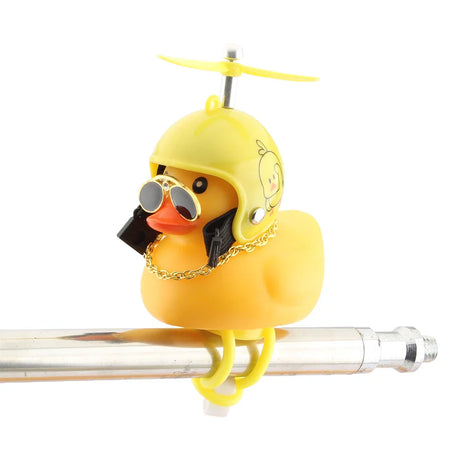 Motorcycle Accessories Cute Duck with Propeller Helmet Broken Wind Rubber Duck Toy Car Bicycle Small Yellow Duck Decor Ornaments