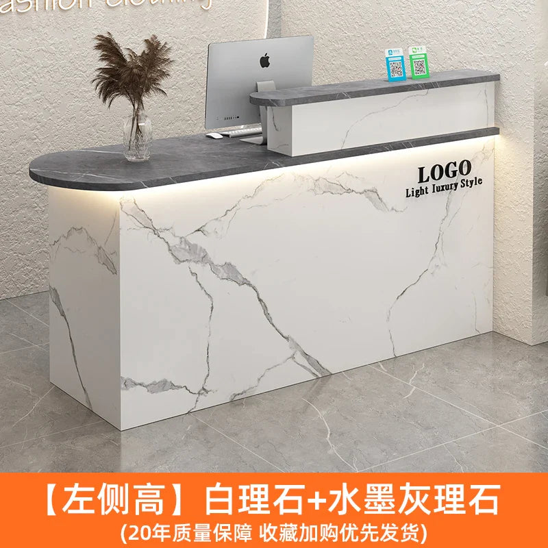 White Stylish Reception Desks Corner Light Bar Office Checkout Reception Desks Beauty Salon Mostrador Commercial Furniture