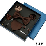 8pcs Luxury Mens Ties Set In Gift Box 100% Silk Neck Tie With Festive Wedding Bowtie Pocket Squares Cufflinks Clip Brooches Suit