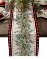 Modern Elegant Table Runner Eucalyptus Berries Robin Table Runner Christmas Wedding Decoration Tablecloth Home Party Decor