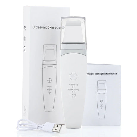 Ultrasonic Skin Scrubber Face Vibration Spatula Blackhead Remover Shovel Clean Cavitation Peeling EMS Facial Lifting Skin Care