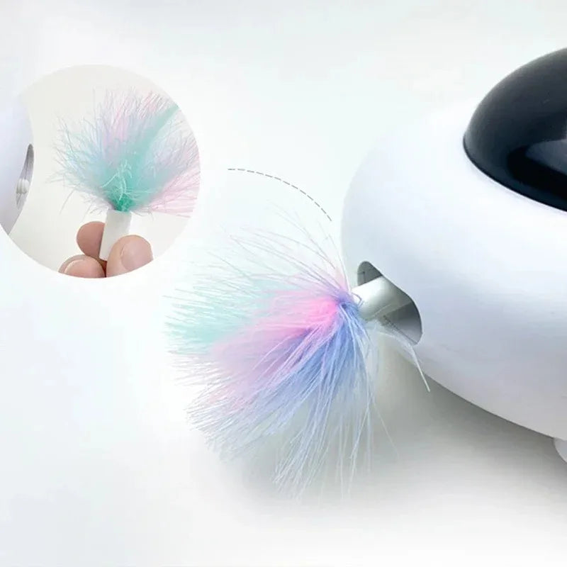 Cat Toy Smart Teaser UFO Pet Turntable Catching Training toys USB Charging Cat Teaser Replaceable Feather Interactive Auto