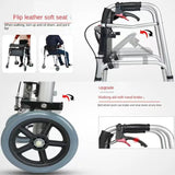 Foldable Elderly Walking Assist Crutch Chair With Wheels Rehabilitation Walker Height Adjustable Standing Frame Mobility Aids