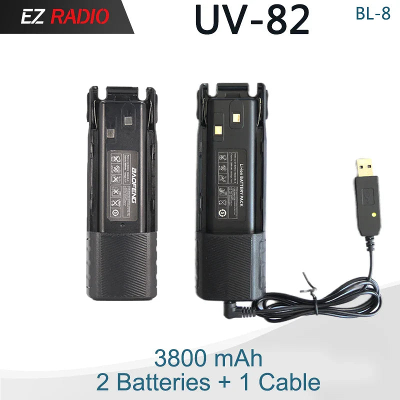 Baofeng UV 82 Battery BL-8 Walkie Talkies Ham Radio 2800mAh Enlarge 3800mah UV82HX Battery UV-8D UV-82HP UV-89 Radio Accessories