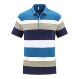 2023 New Summer Men Classic Striped Polo Mens Cotton Short-Sleeved Embroidered Business Casual Hot Polo Shirt Male Dropshipping