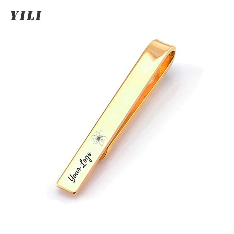 Personalized Engraved Tie Clip/Cufflinks for Men Customized DIY Logo Tie Clips Custom Engraving Names Stainless Steel Jewelry