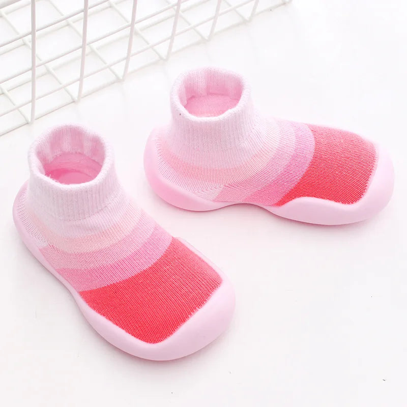 Unisex Baby Shoes First Shoes Baby Walkers Toddler First Walker Baby Girl Kids Soft Rubber Sole Baby Shoe Knit Booties Anti-slip