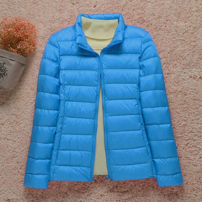 Winter Women Ultralight Thin Down Jacket White Duck Down Hooded Jackets Long Sleeve Warm Coat Parka Female Portable Outwear