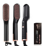 Professional Hair Straightener Brush Electric Black Beard Hot Comb PTC Heating Ceramic Straightening Hair Styling Appliances