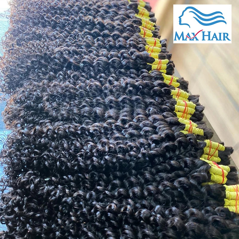 Human Bulk Hair For Braiding Kinky Curly No Weft Human Hair Bundles 1B# Natural Black Bulk Hair Extensions For Women 100G